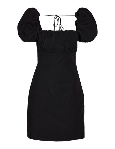 Noisy May - NMPAXTON S/S TIE STRING SHORT DRESS WVNÂ - A-12 BLACK